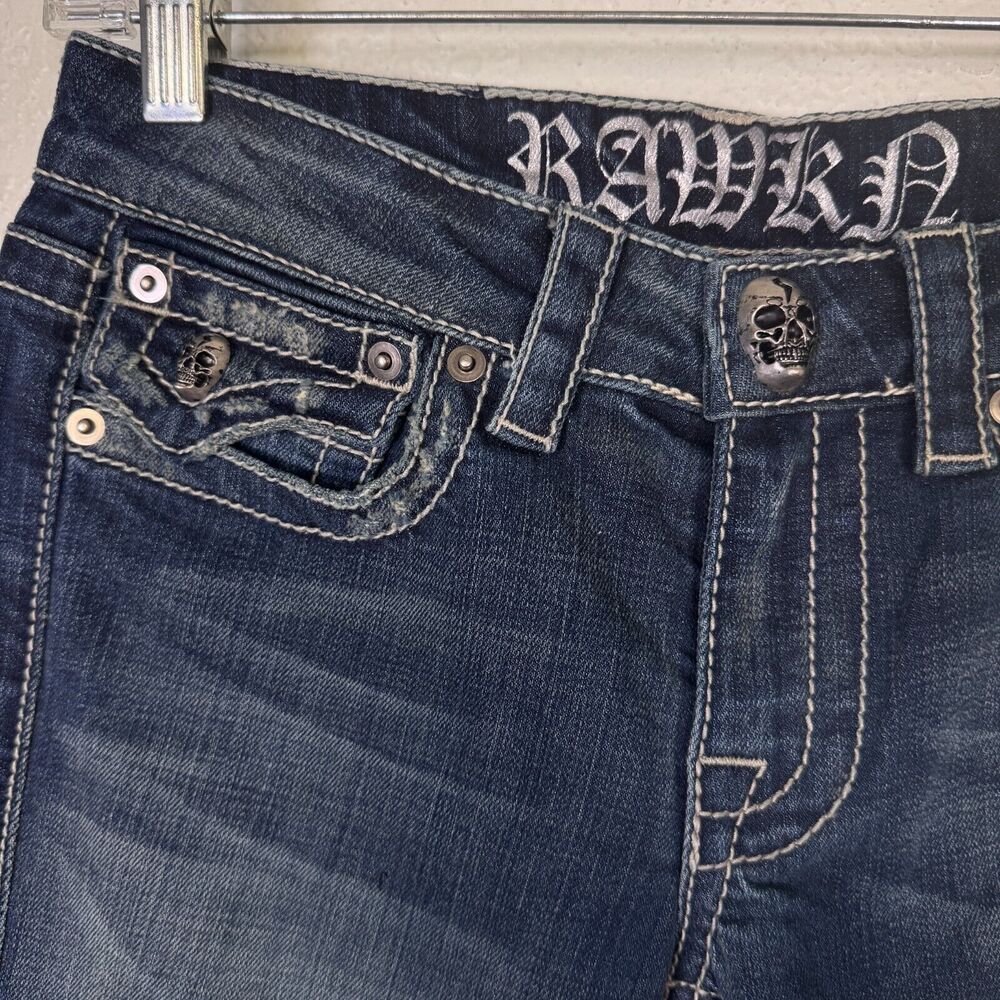 Rawkn Y2K Jeans Women 26 Hamsa Hand Swarovski Crystal Rhinestone KeyCloset Denim - Picture 8 of 16